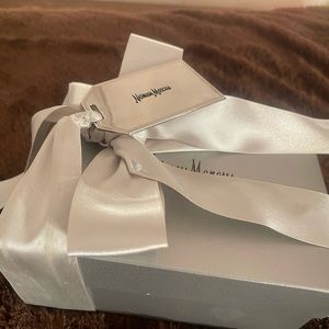 Neiman Marcus Small Gift box  with silver gift tag and ribbon